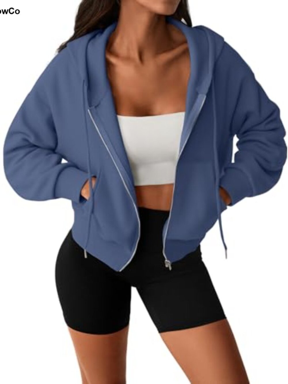 Cropped Zip Up Hoodie for Women, Lightweight Casual Jacket